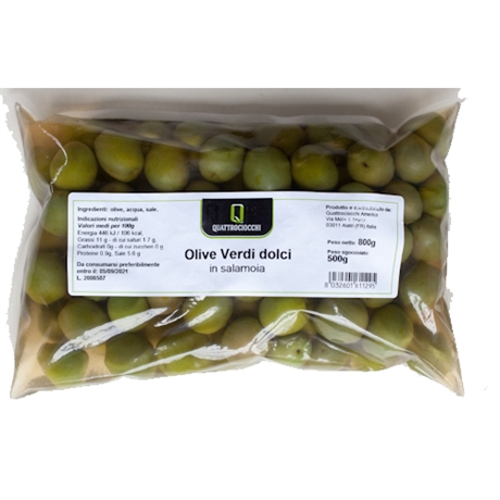 Olive verdi dolci  Quattrociocchi, Lazio<br> 800 g netto