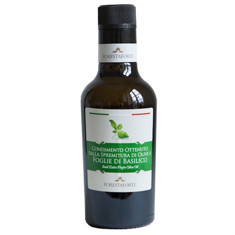 Olio di oliva al basilico, extra jungfruolja med basilika, , Forestaforte, Apulien. 250 ml